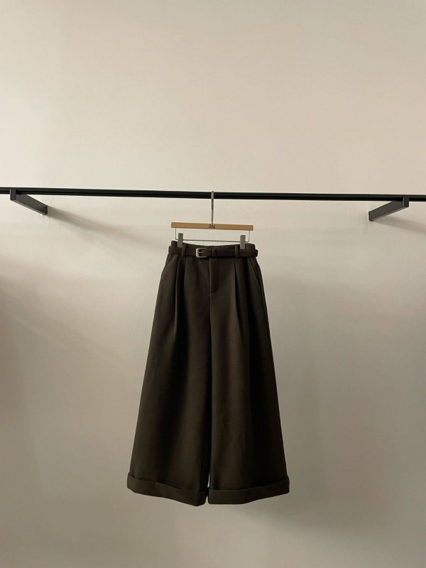 韓 小反摺九分寬褲 4色