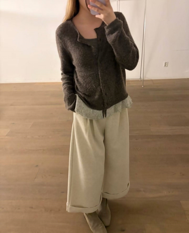 韓 小反摺九分寬褲 4色