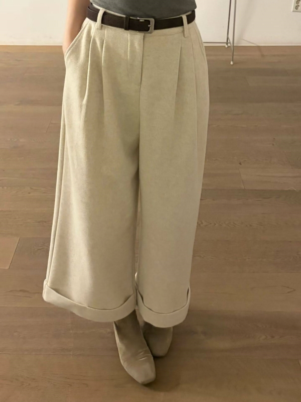 韓 小反摺九分寬褲 4色