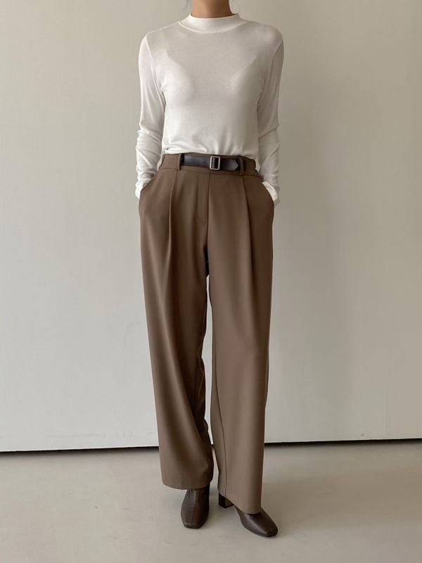 韓 假皮帶寬褲 3色