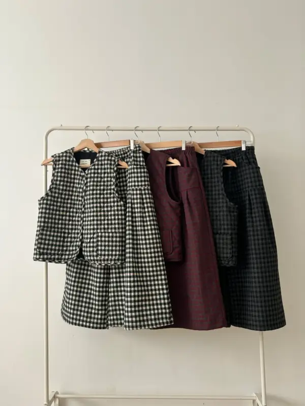 韓 小標格文寬褲裙 3色 size