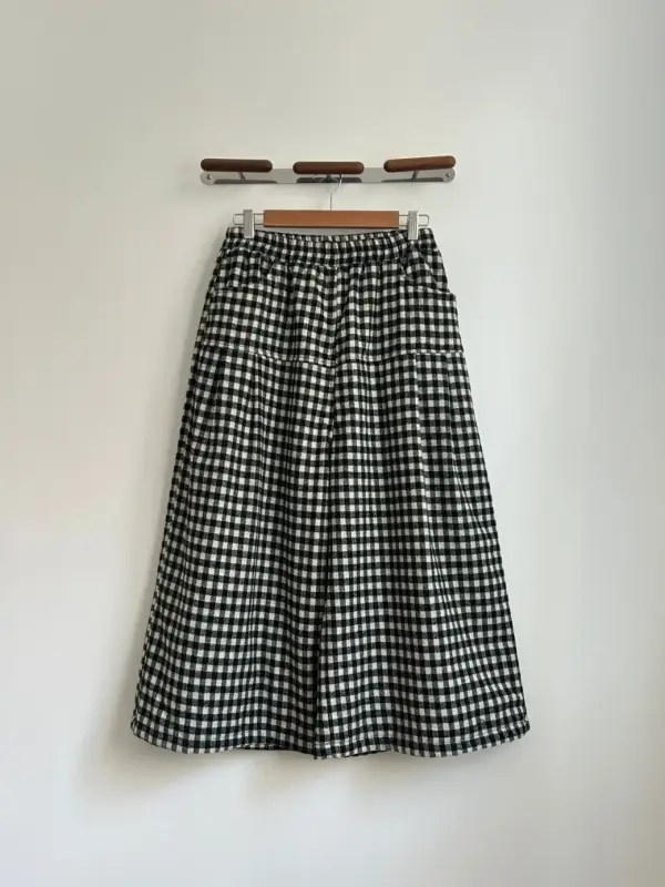 韓 小標格文寬褲裙 3色 size