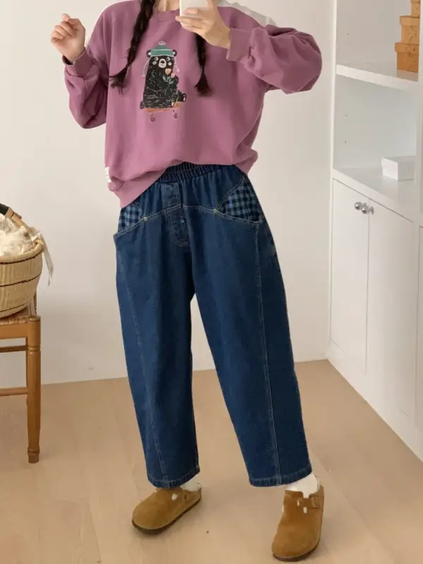 韓 格文口袋小寬褲 2色