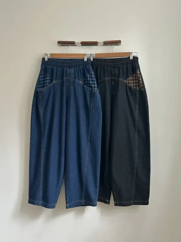 韓 格文口袋小寬褲 2色