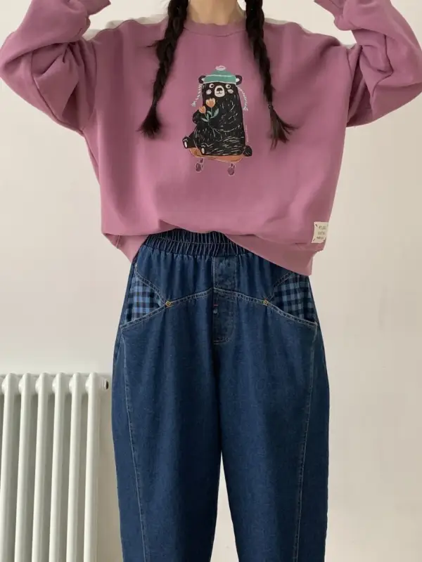 韓 格文口袋小寬褲 2色