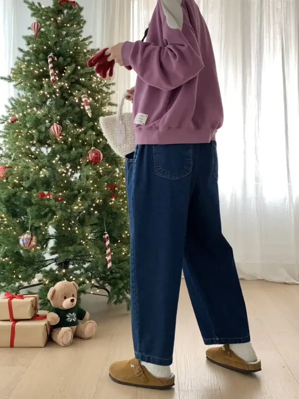 韓 格文口袋小寬褲 2色