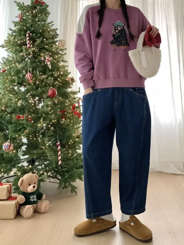 韓 格文口袋小寬褲 2色