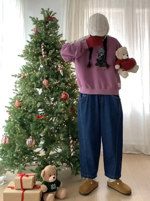 韓 格文口袋小寬褲 2色