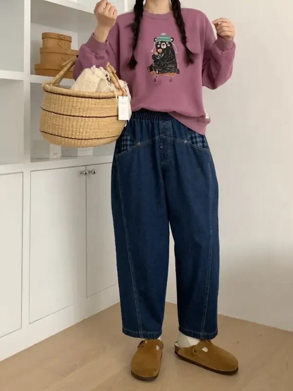 韓 格文口袋小寬褲 2色