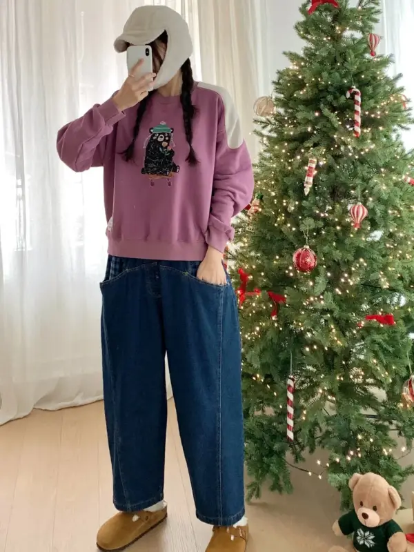 韓 格文口袋小寬褲 2色