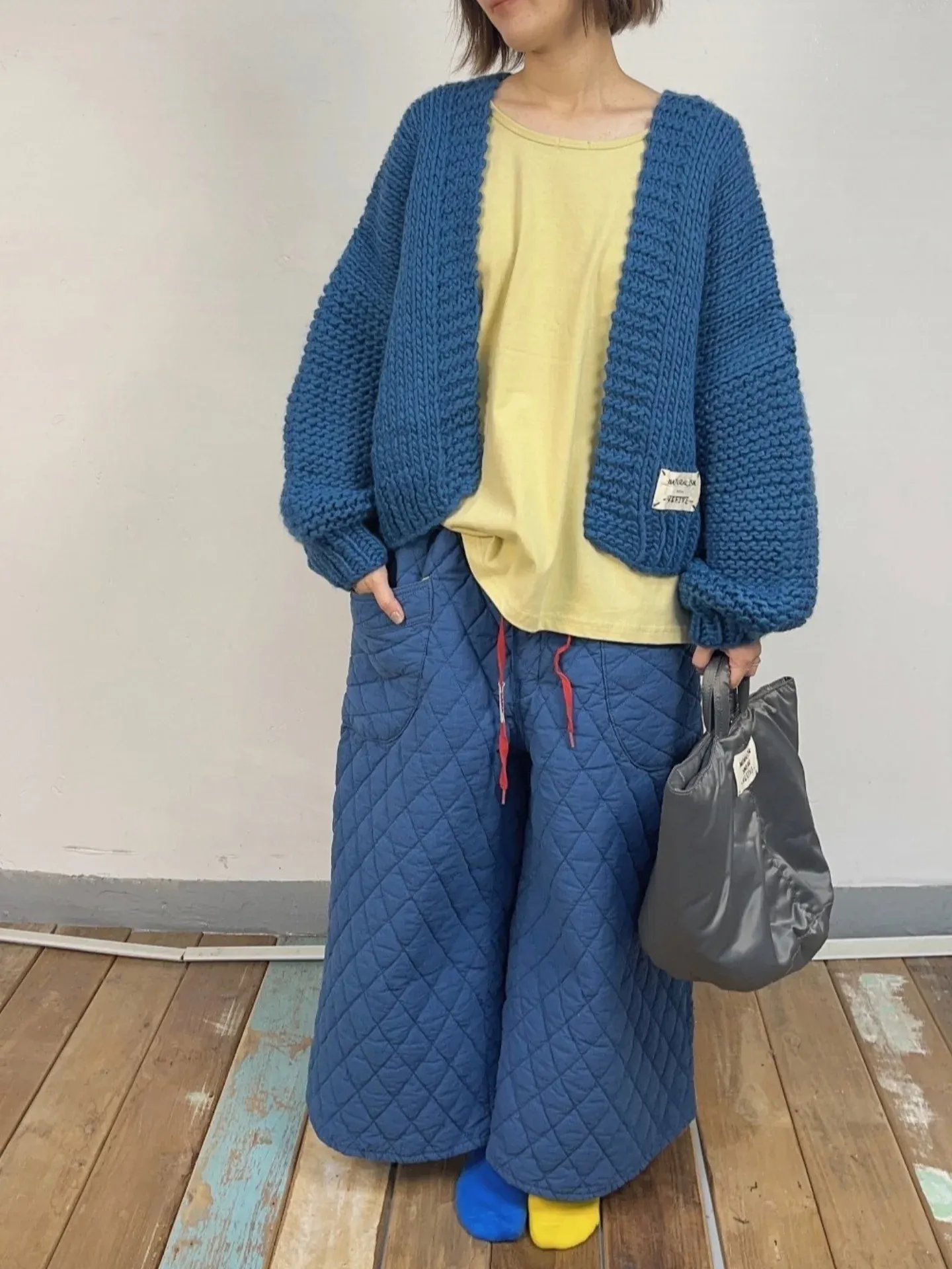 韓 壓紋綁帶寬褲 3色