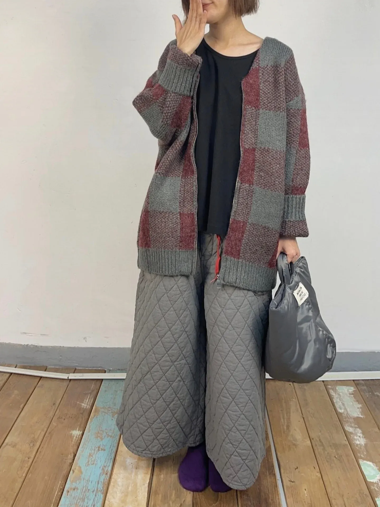 韓 壓紋綁帶寬褲 3色