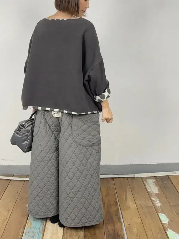 韓 壓紋綁帶寬褲 3色