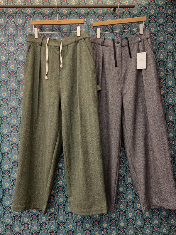 韓 混色綁帶前打折褲 2色 size