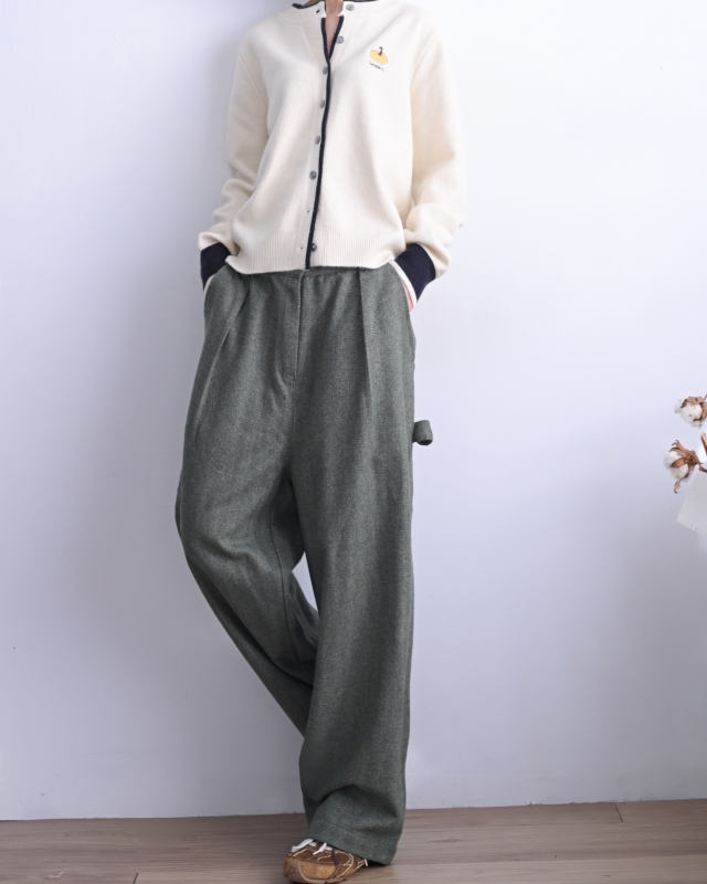 韓 混色綁帶前打折褲 2色 size