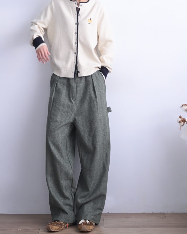 韓 混色綁帶前打折褲 2色 size