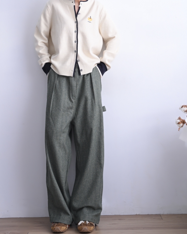 韓 混色綁帶前打折褲 2色 size