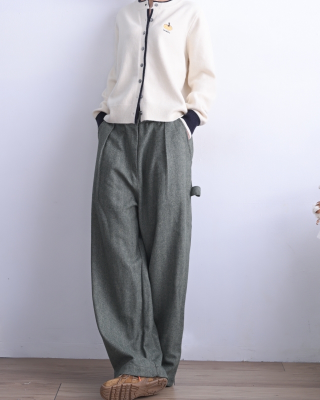 韓 混色綁帶前打折褲 2色 size