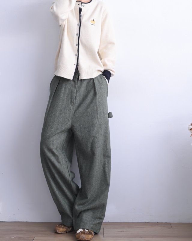 韓 混色綁帶前打折褲 2色 size