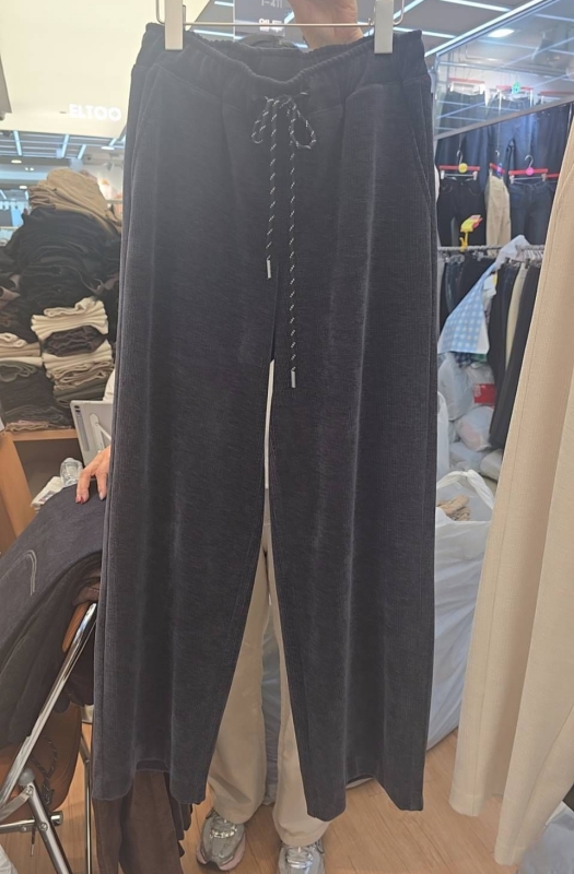 韓 綁帶絨寬褲 2色 size