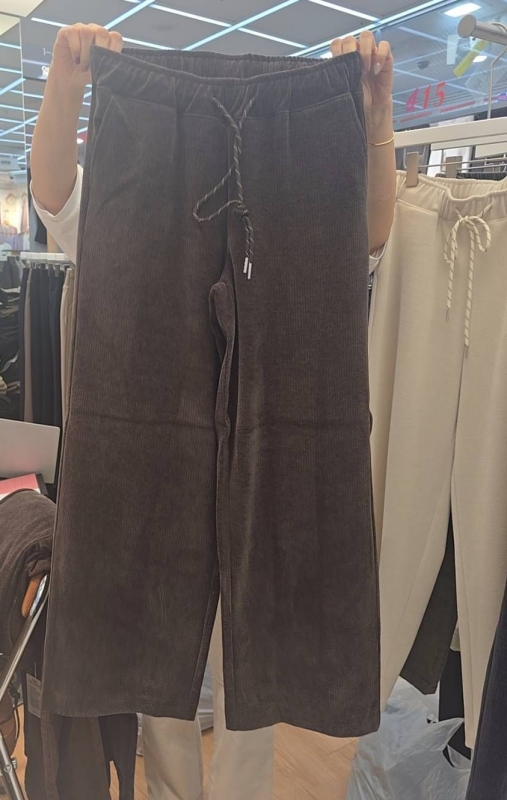 韓 綁帶絨寬褲 2色 size