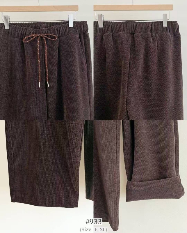 韓 綁帶絨寬褲 2色 size