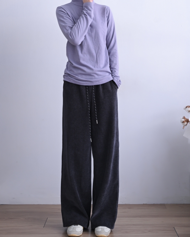 韓 綁帶絨寬褲 2色 size