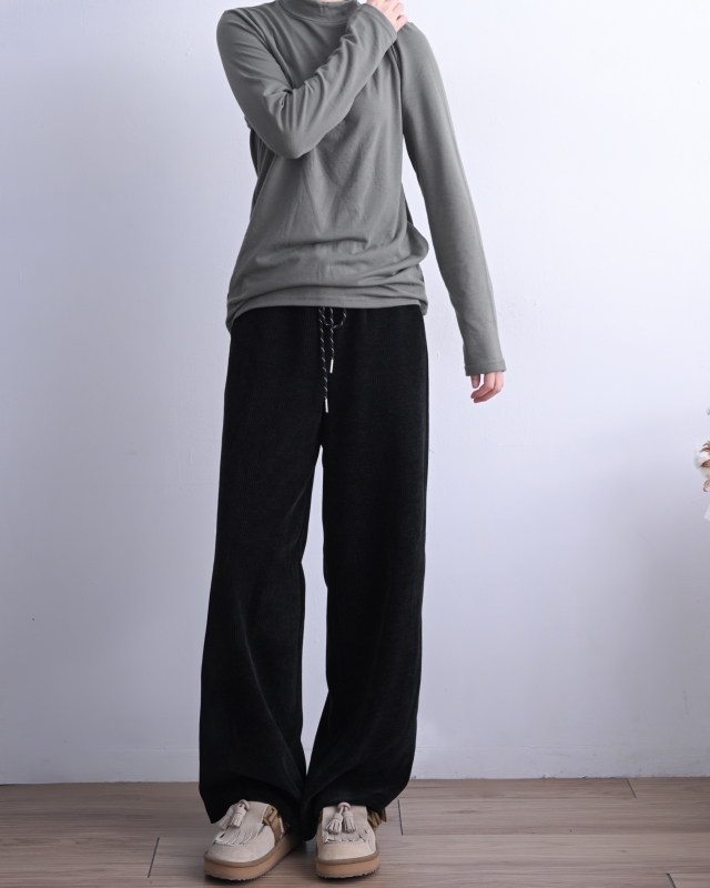 韓 綁帶絨寬褲 2色 size