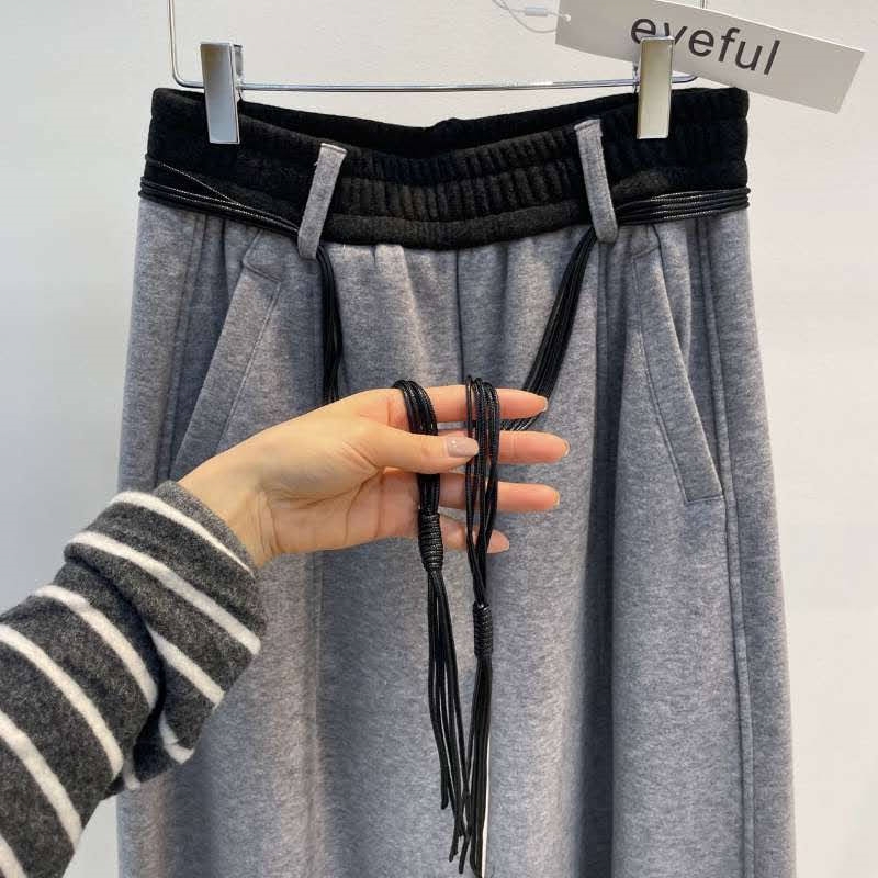 韓 鬚鬚綁帶寬褲 3色