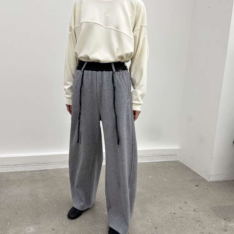 韓 鬚鬚綁帶寬褲 3色