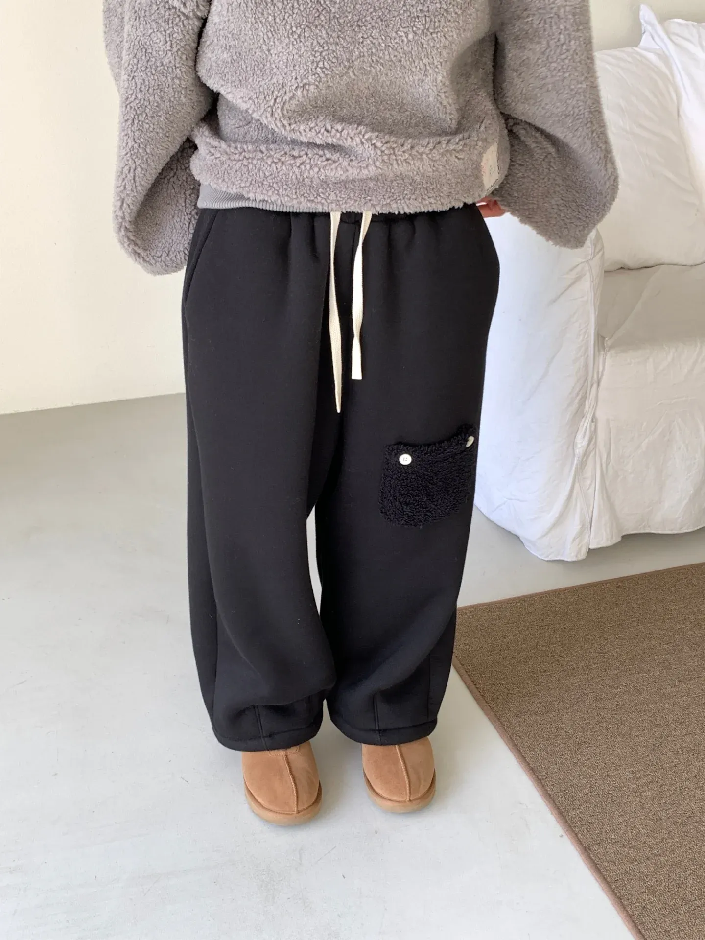 韓 毛毛口袋寬褲 5色