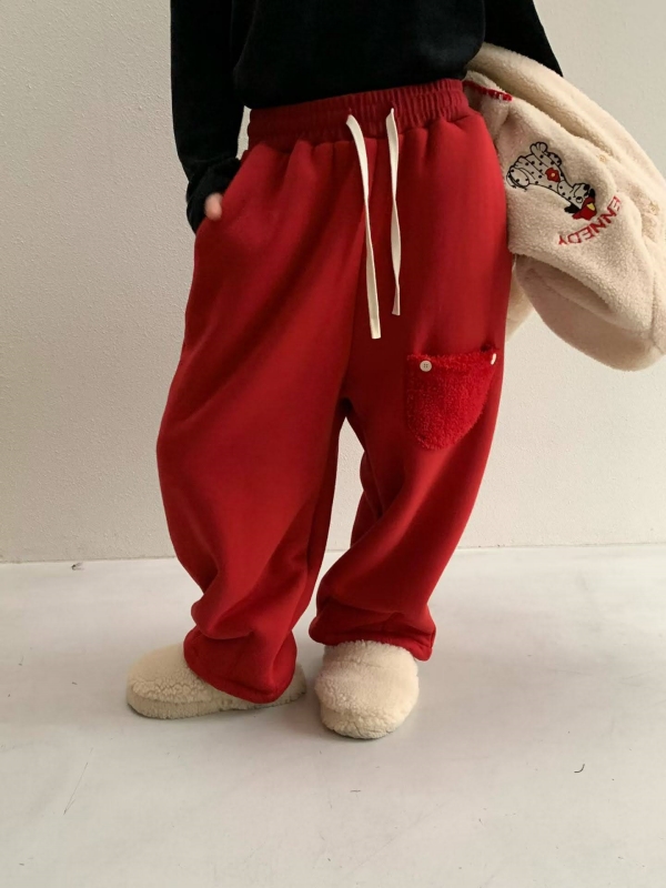 韓 毛毛口袋寬褲 5色