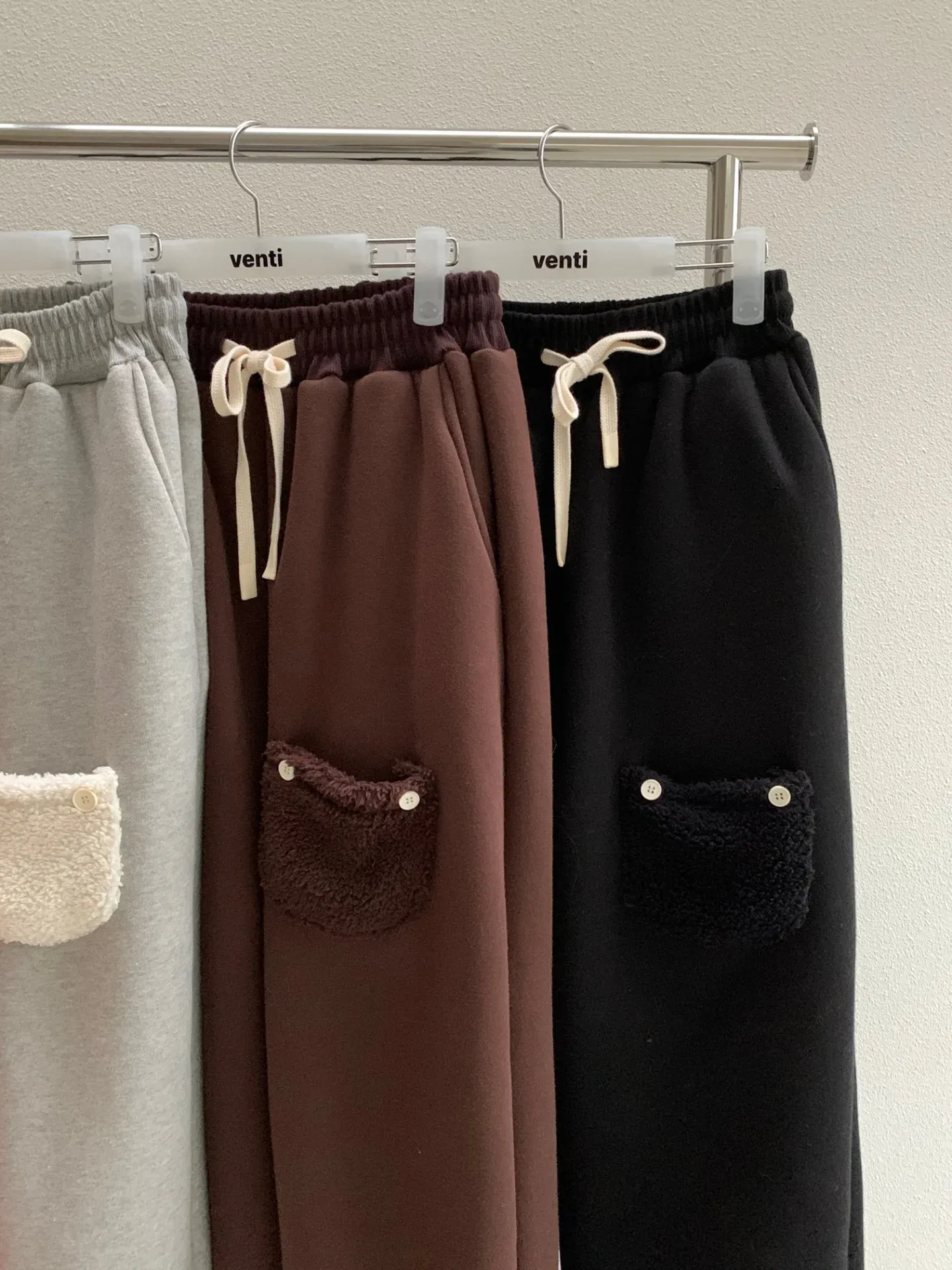 韓 毛毛口袋寬褲 5色