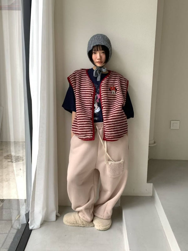 韓 毛毛口袋寬褲 5色