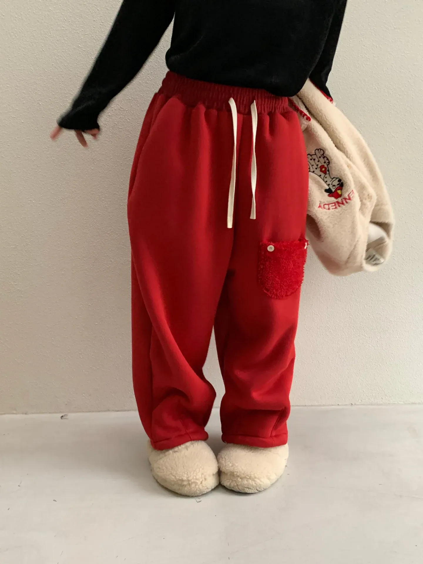 韓 毛毛口袋寬褲 5色