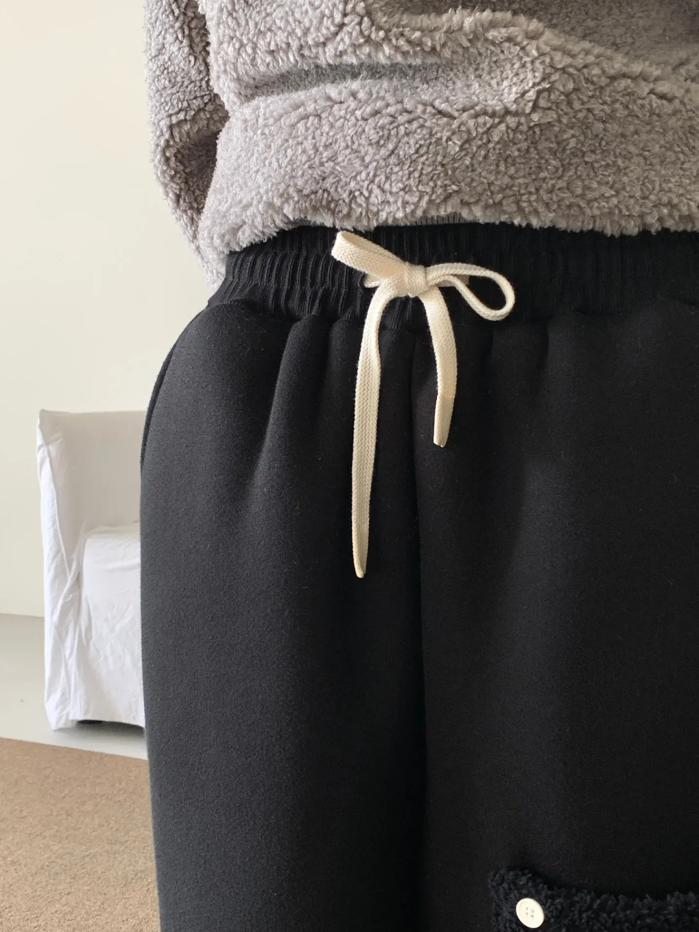 韓 毛毛口袋寬褲 5色