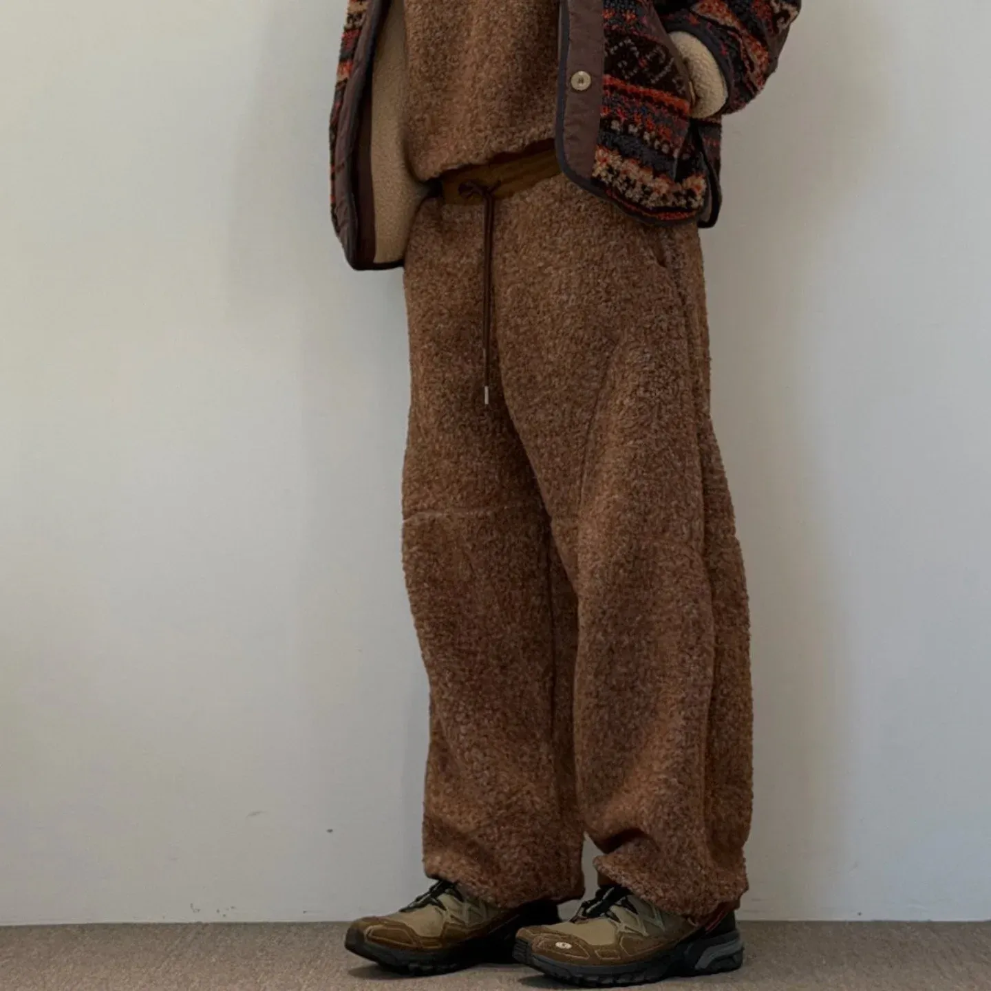 韓 下抽繩小短毛休閒褲 3色