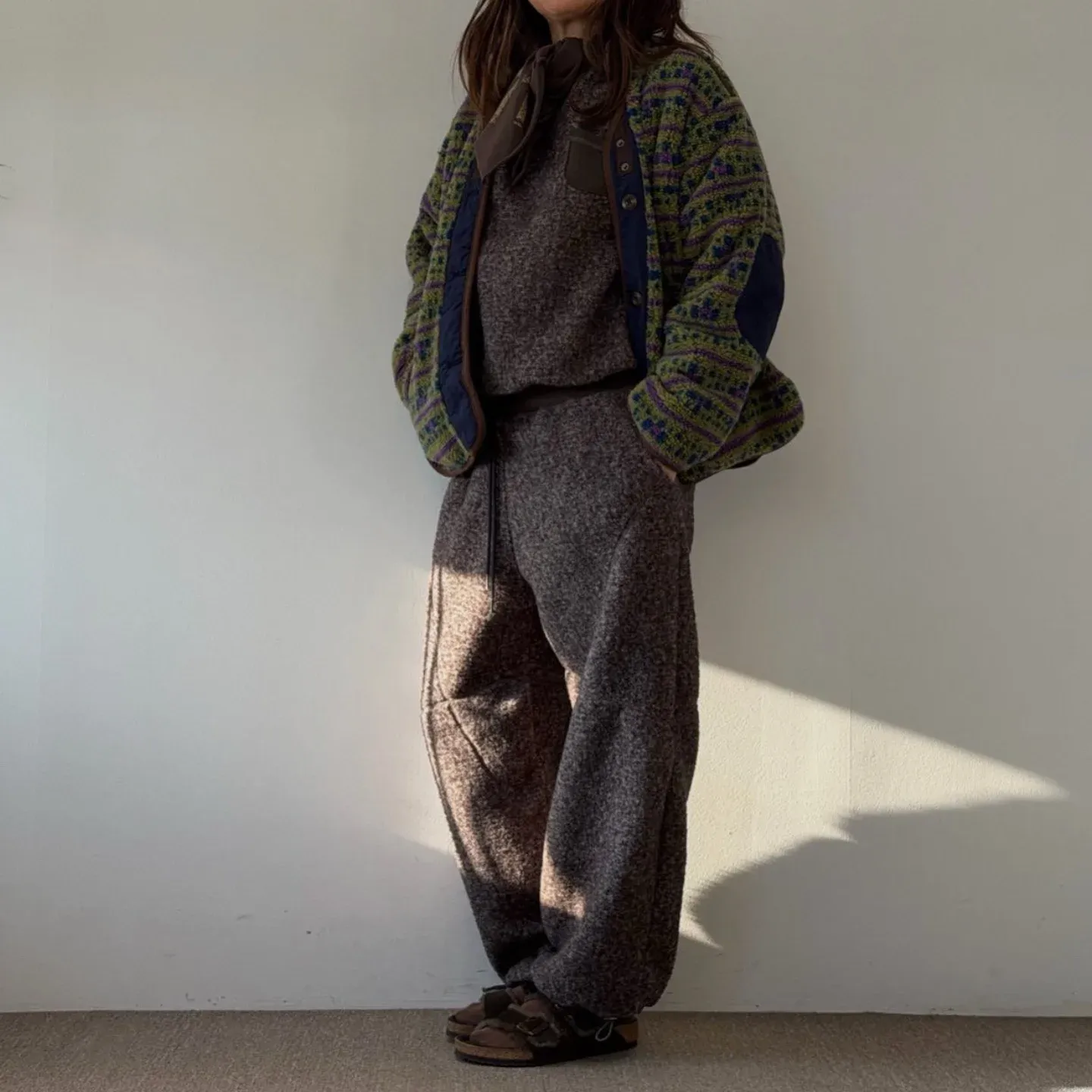 韓 下抽繩小短毛休閒褲 3色