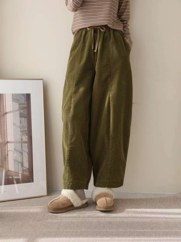 韓 綁帶前車線弧度寬褲 4色