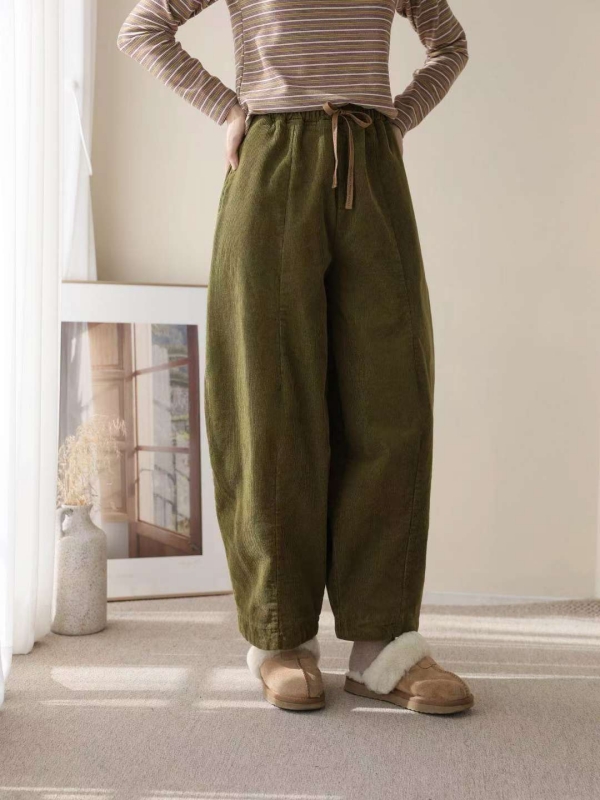 韓 綁帶前車線弧度寬褲 4色