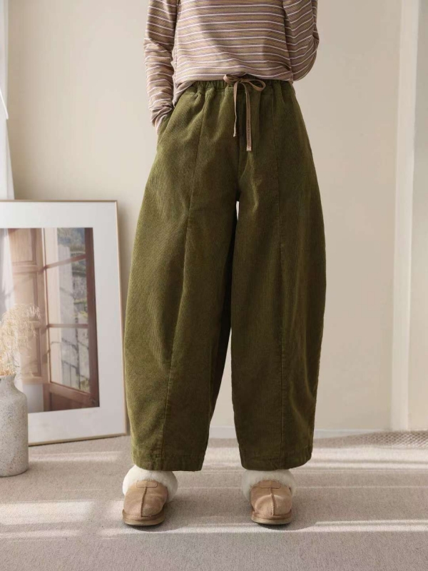 韓 綁帶前車線弧度寬褲 4色