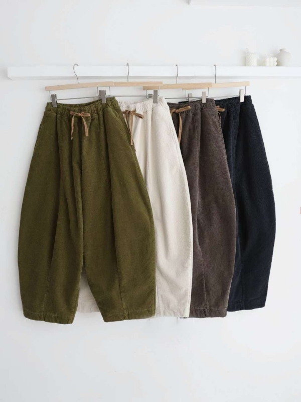 韓 綁帶前車線弧度寬褲 4色