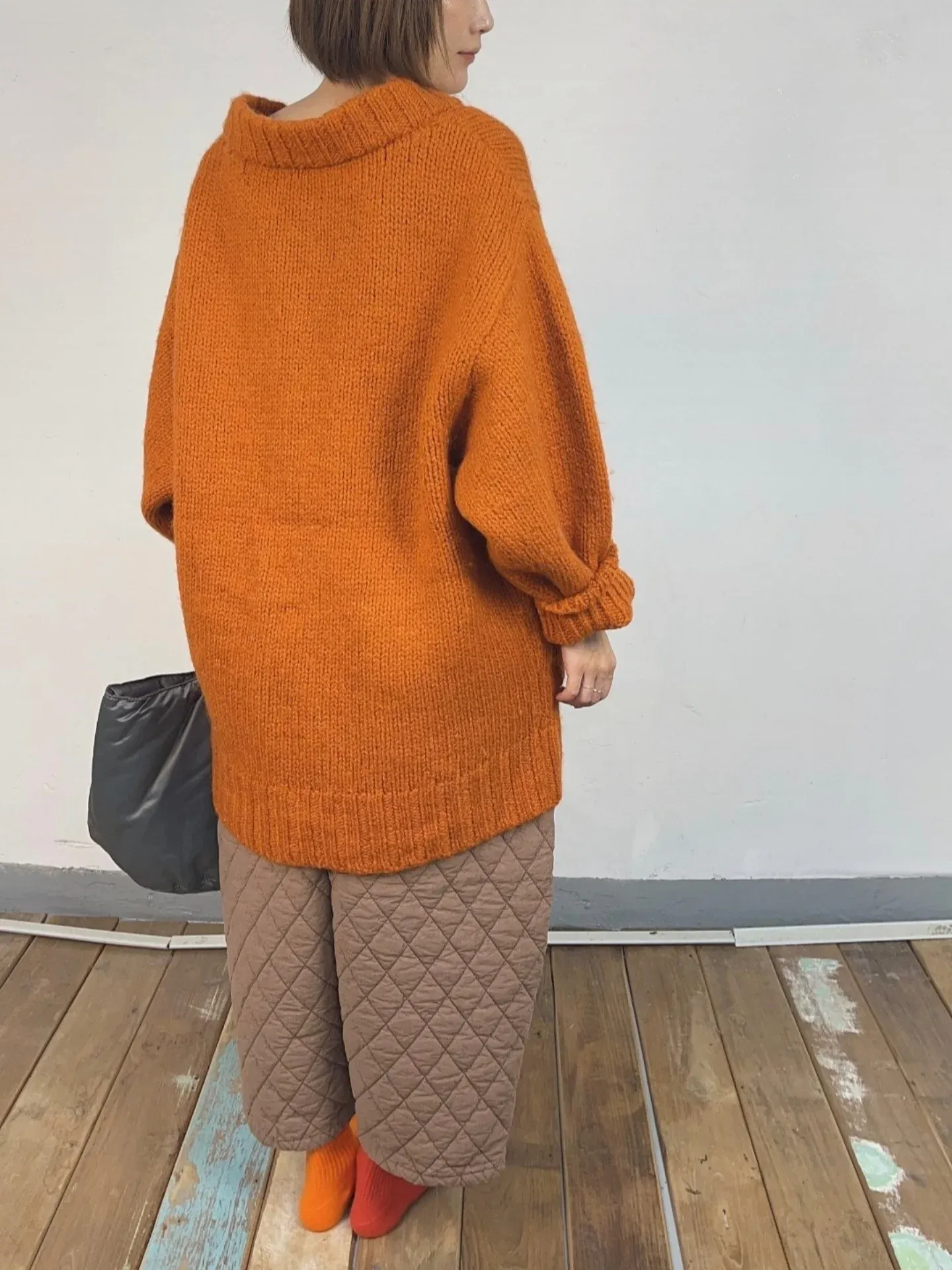 韓  紅綁帶壓紋寬褲 3色