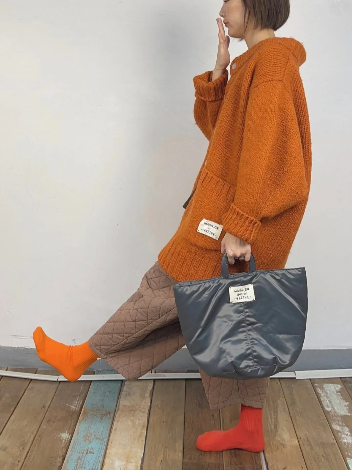 韓  紅綁帶壓紋寬褲 3色