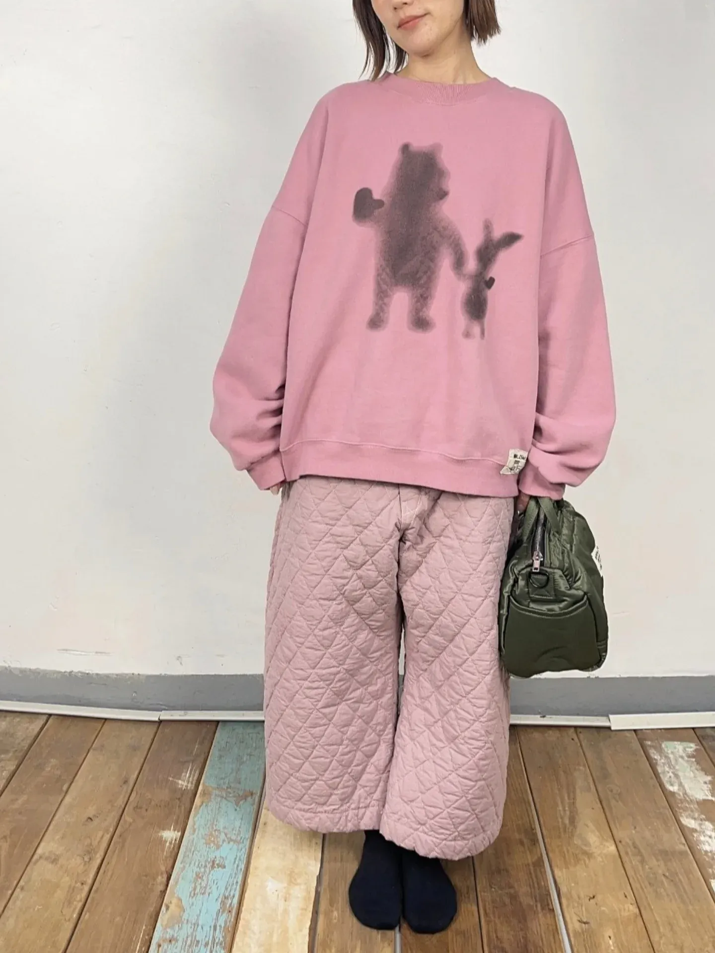 韓 壓紋腰鬆緊寬褲 3色