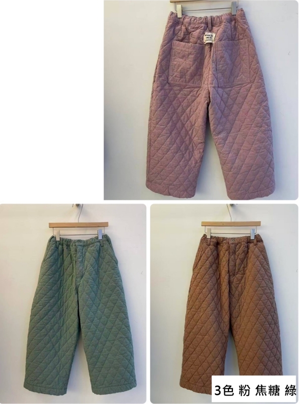 韓 壓紋腰鬆緊寬褲 3色