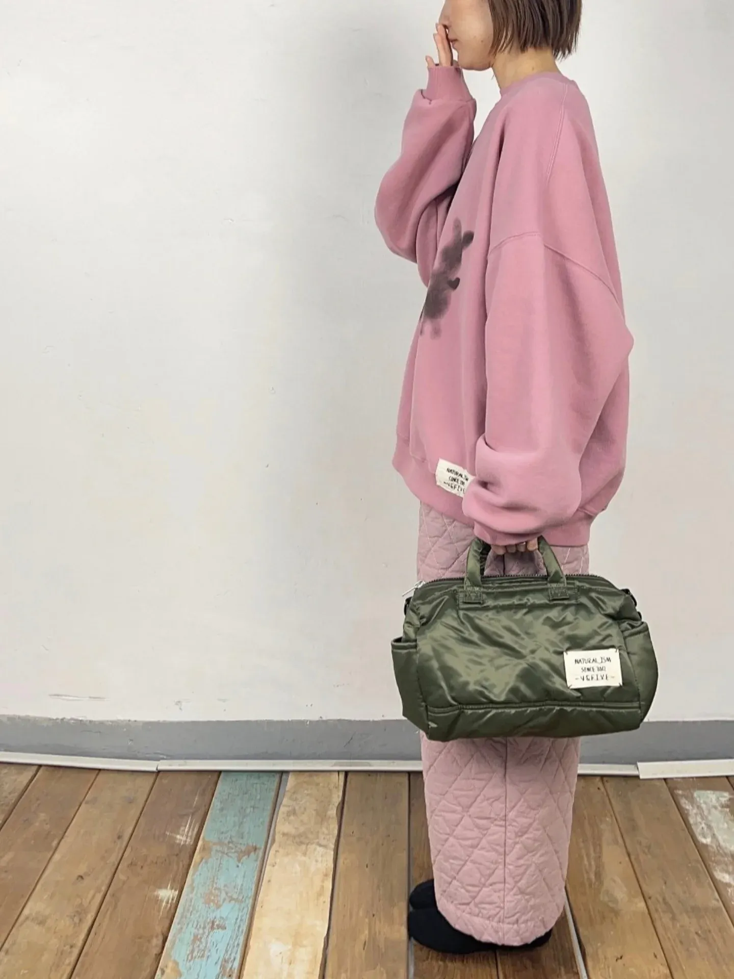 韓 壓紋腰鬆緊寬褲 3色