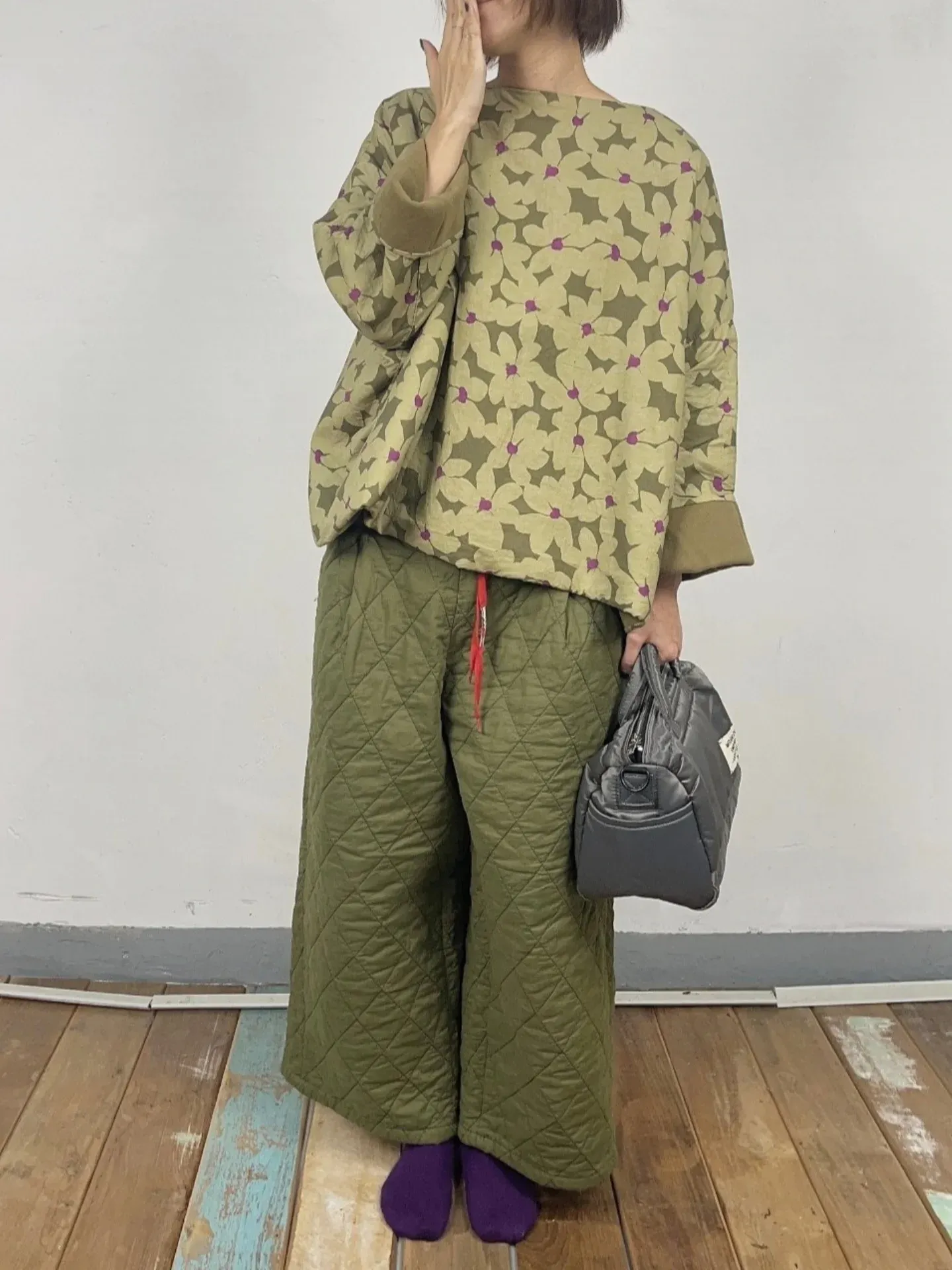 韓 紅綁帶中直筒寬褲 3色