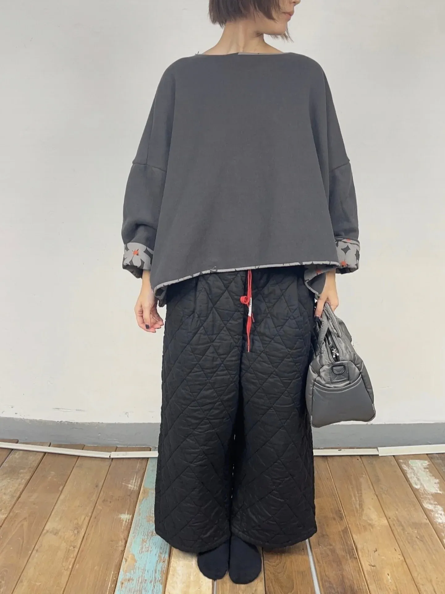 韓 紅綁帶中直筒寬褲 3色