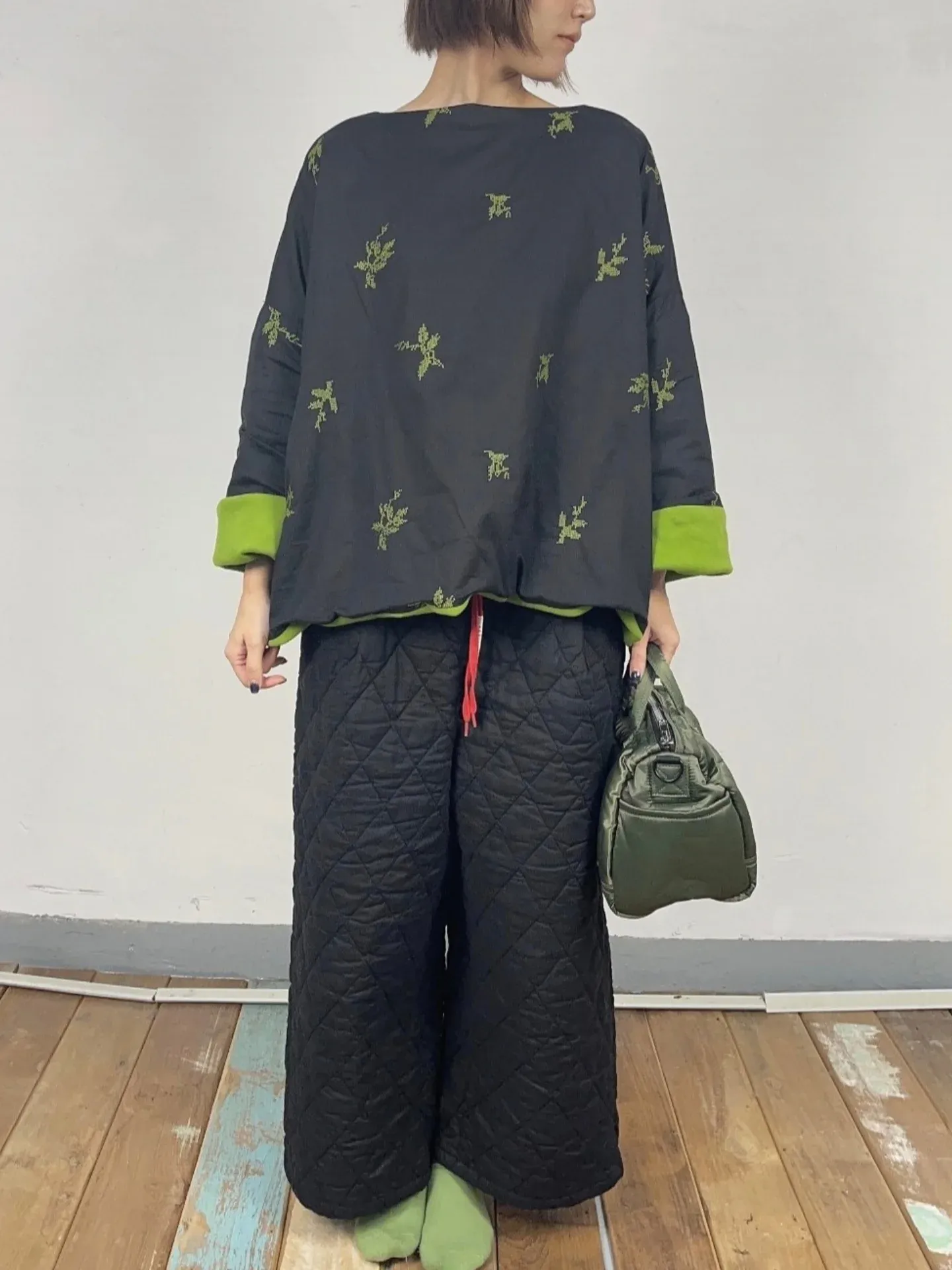 韓 紅綁帶中直筒寬褲 3色